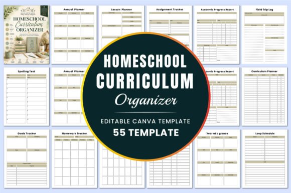Download Homeschool Curriculum Organizer Canva - School Collection